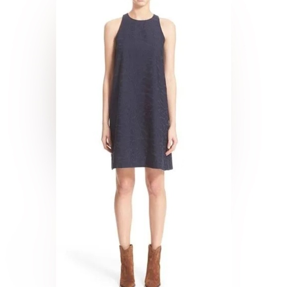 Vince Fil Coupe Sleeveless Shift  Navy Dress - Picture 1 of 6